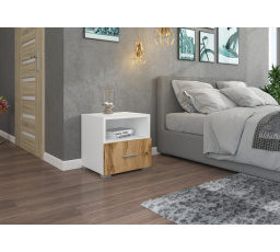 Noční stolek se zásuvkou EMI White+Oak Wotan