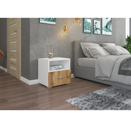 Noční stolek se zásuvkou EMI White+Oak Wotan