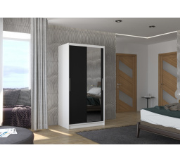 Posuvná skříň se zrcadlem BAROS 100 Bílá+Černá