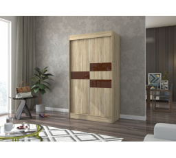 Posuvná skříň s lacobelem BATIA 120 Sonoma+Choco Lacobel