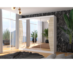 Posuvná skříň se zrcadlem DIEGO 250 Bílá+Sonoma