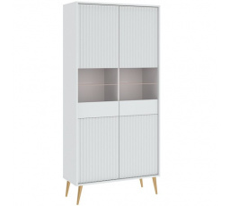 Vitrína BARCELONA 4D, Bílá/Zlatá