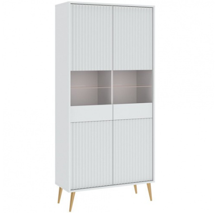 Vitrína BARCELONA 4D, Bílá/Zlatá Vitrína BARCELONA 4D, Bílá/Zlatá