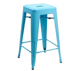 Barová židle Paris 66cm modrá inspirovaná Tolix