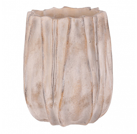 Obal betonový - tvar květ, vysoký, béžovo-šedý