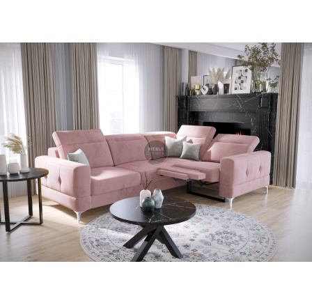 Rohová sedací souprava MALIBU , relax s funkcí spaní 185x250 cm - pravá, růžová
