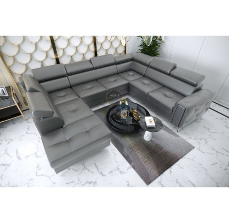 Rohová sedací souprava ORION MAX I s funkcí spaní 225X350X255 cm přírodní kůže - přírodní kůže - volitelná barva, Pravá strana