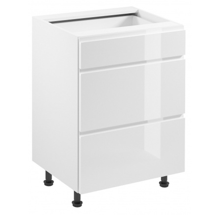 Kuchyňská dolní skřínka - ASPEN D60S3, Bílá/Bílý lesk