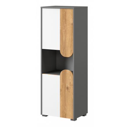 Regál CARINI - CA4, světlý grafit/bílá briliantová/dub nash Regál CARINI - CA4, světlý grafit/bílá briliantová/dub nash