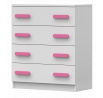 Komoda 4S SMYK I - 02, Bílá Mat/Růžová