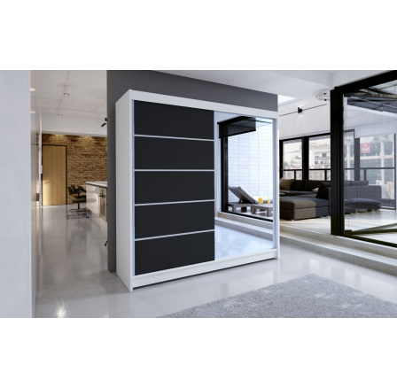 Šatní skříň TAISA III 180, Bílá/Černá