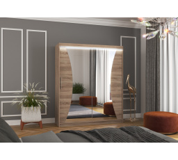 Posuvná skříň se zrcadlem a LED osvětlením CHARLOTTE 180 Truffle+Truffle