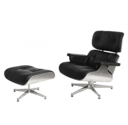 Křeslo Vip s podnožkou černé/hliník