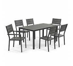 Zahradní sestava 156x78x74cm, polywood, šedá, AZS-B1656 GREY