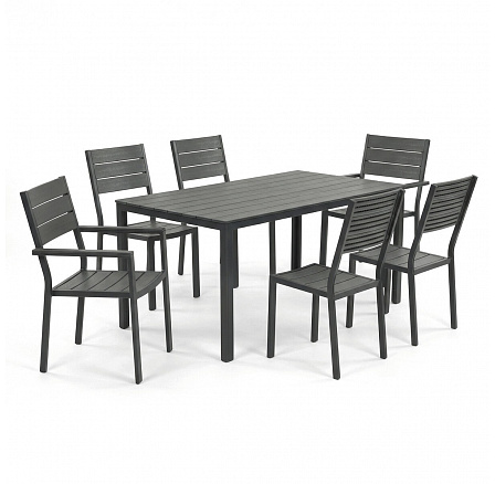 Zahradní sestava 156x78x74cm, polywood, šedá, AZS-B1656 GREY