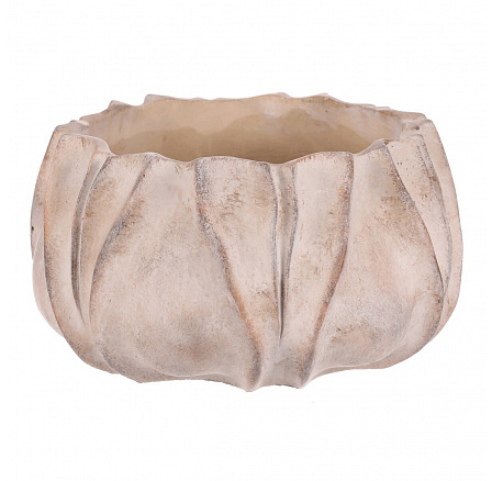 Obal betonový - tvar květ, vel. M, béžovo-šedý