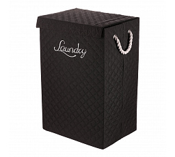Koš prádelní - látkový s uchy, hranatý, černý