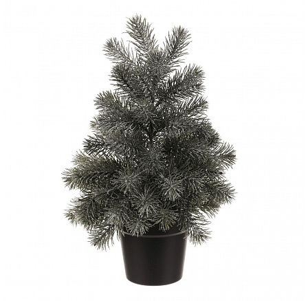 Stromek v květináči - 50 cm, umělý smrček, zelený, jemně ojíněný