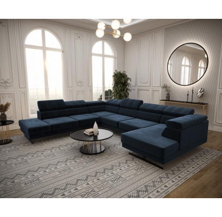 Rohová sedací souprava EMPORIO MAX II 300X350X180 - modrá , levá