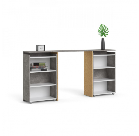 Čelo postele SIMPLICITY 136, Beton/Bílý lesk