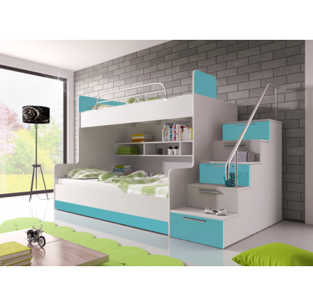 Patrová postel PARADISE, Tyrkys Patrová postel PARADISE, Tyrkys