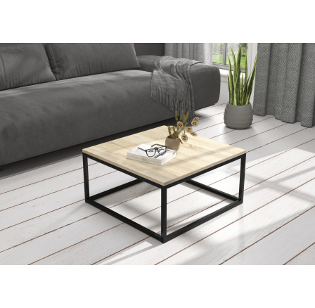 Konferenční stolek BELTEN 65x65 Černý+Sonoma