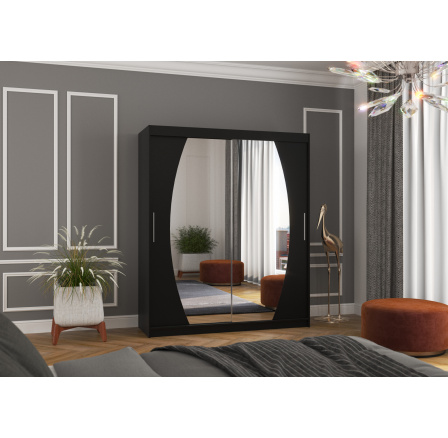 Posuvná skříň se zrcadlem BALTIMORE 180 Černá+Černá