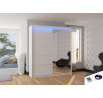 Posuvná skříň se zrcadlem a LED osvětlením CARO 180 Bílá+Bílá