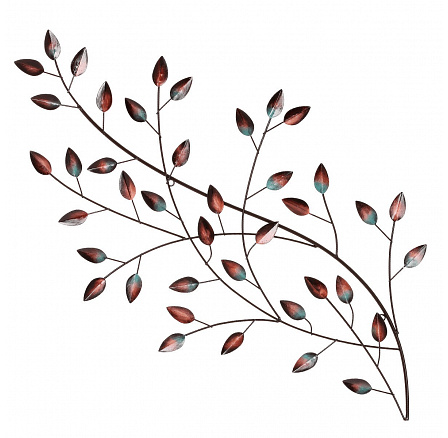 Větev s listy - kovová nástěnná dekorace