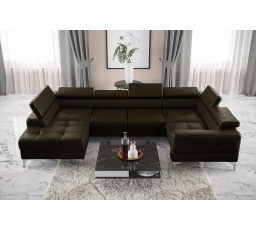 Rohová sedací souprava TOSCANIA MAX I 170x350x185 cm přírodní kůže - pravá, Kůže olivově hnědá