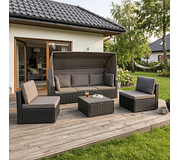 Sada Zahradního Nábytku CALIENTE Černá/Hnědá