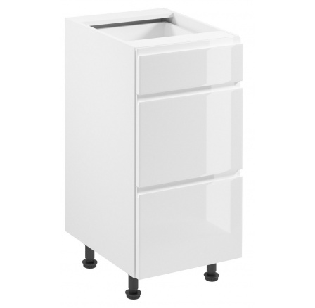 Kuchyňská dolní skříňka ASPEN D40S3, Bílá/Bílý lesk Kuchyňská dolní skříňka ASPEN D40S3, Bílá/Bílý lesk