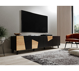 TV komoda ETNA, černá matná / dub craft