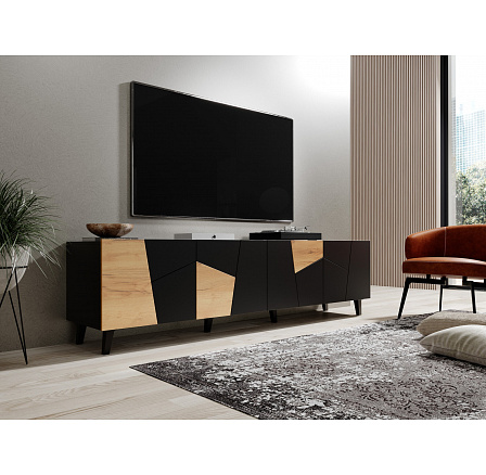 TV komoda ETNA, černá matná / dub craft