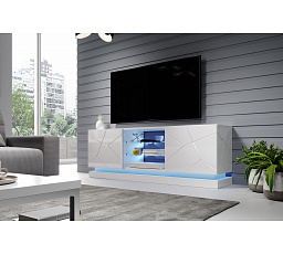 TV komoda QIU 160, bílá / bílý lesk