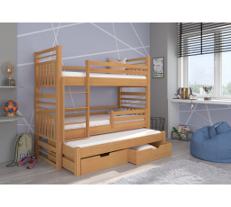 Třílůžková patrová postel HIPPO 200x90 Buk