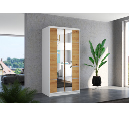 Posuvná skříň se zrcadlem KSAWER 100 Bílá+Artisan