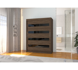 Posuvná skříň s lacobelem MARTINEZ 150 Choco+Black Lacobel