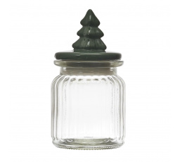 Sklenice s víčkem ve tvaru stromečku zelená