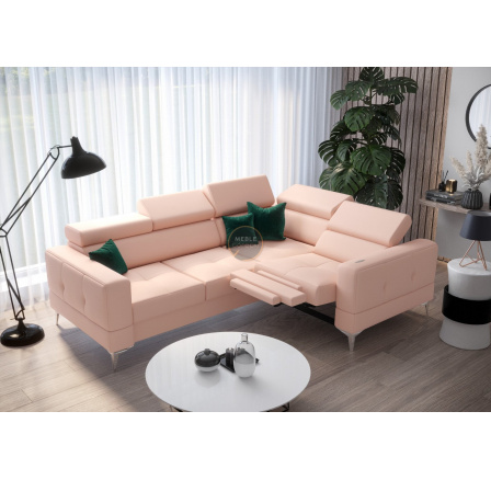 Rohová sedací souprava TOSCANIA , relax s funkcí spaní 185x250 přírodní kůže - přírodní kůže - volitelná barva, pravá