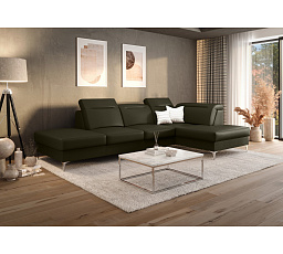 ROHOVÁ POHOVKA OSLO MINI 295x180 CM PŘÍRODNÍ KŮŽE - pravá