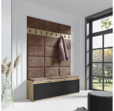 Předsíňová stěna EMI 6, Trinity 07/Artisan + Černá Předsíňová stěna EMI 6, Trinity 07/Artisan + Černá