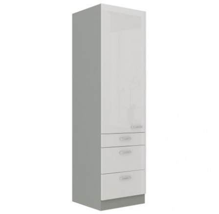 Kuchyňská skříň BOLZANO 60 DKS 210 3S 1F, Bílý lesk/Šedá Kuchyňská skříň BOLZANO 60 DKS 210 3S 1F, Bílý lesk/Šedá