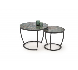 Konferenční stolek INES, efekt zeleného mramoru / černá