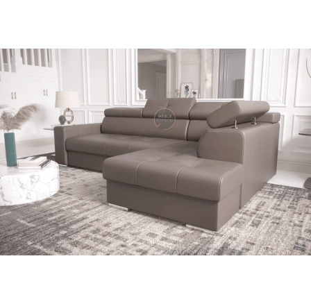 Rohová sedací souprava MARGO I 265×185 přírodní kůže - Pravá strana, Hnědá kůže