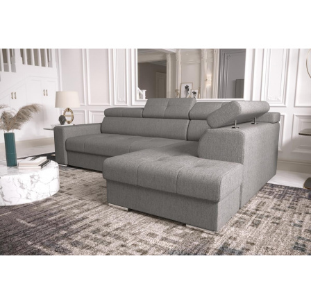 Rohová sedací souprava s funkcí spaní MARGO I 260×185 - šedá , pravá