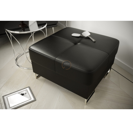 Taburet s uložným prostorem GALAXY 70 x 70 cm přírodní kůže - černá kůže Taburet s uložným prostorem GALAXY 70 x 70 cm přírodní kůže - černá kůže