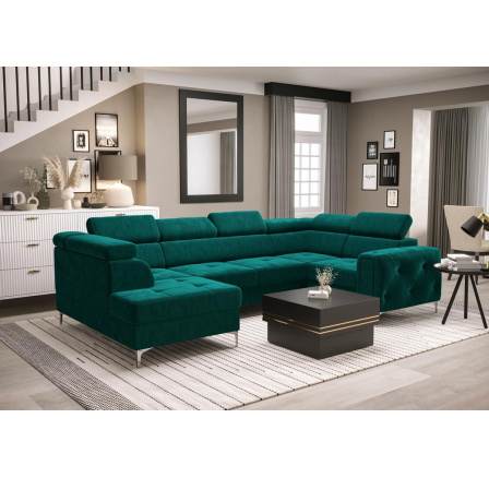 Rohová sedací souprava ORION MAX II s funkcí spaní 165x350x185 cm - tyrkysová, pravá