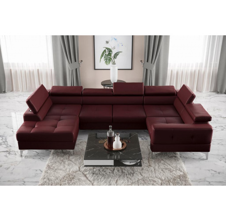Rohová sedací souprava TOSCANIA MAX I 170x350x185 cm přírodní kůže - pravá, Bordová kůže