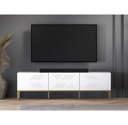 TV komoda CLEARING 04 bílá / zlatá podnož